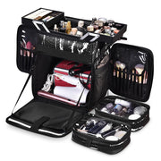 Yescom Hair Stylist Rolling Case Makeup Organizer 2-Tier Image