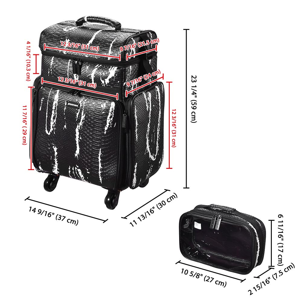 Yescom Hair Stylist Rolling Case Makeup Organizer 2-Tier Image