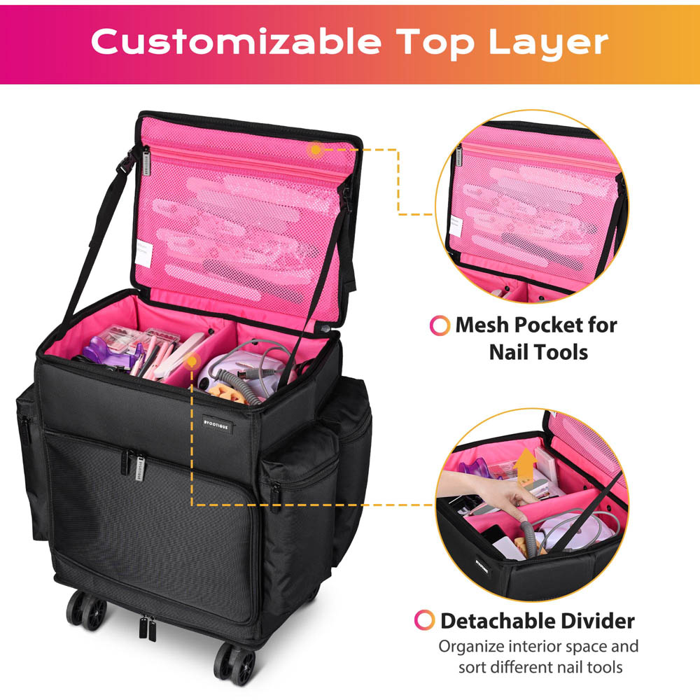 Yescom Cosmetology Rolling Case Nail Tech Travel Case Image