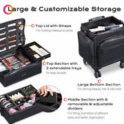 Yescom Sparkle 3 in 1 Rolling Makeup Case Hairdresser Organizer Image