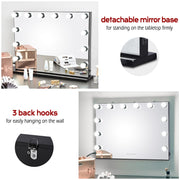 Yescom Hollywood Vanity Mirror 34x26 in Tabletop Wall Mount, Black Image