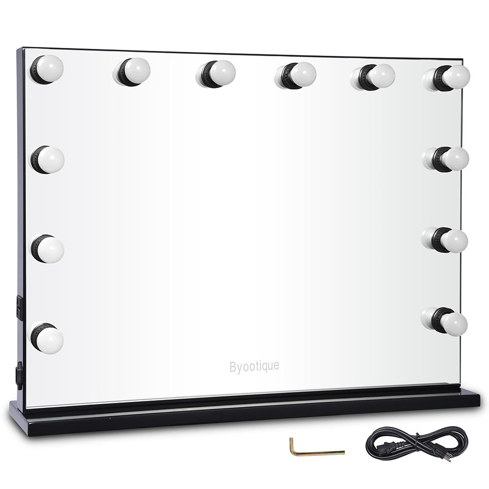 Yescom Hollywood Vanity Mirror 34x26 in Tabletop Wall Mount, Black Image