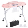 Yescom Foldable Nail Table with Vent Manicure Nail Art, Pink Image