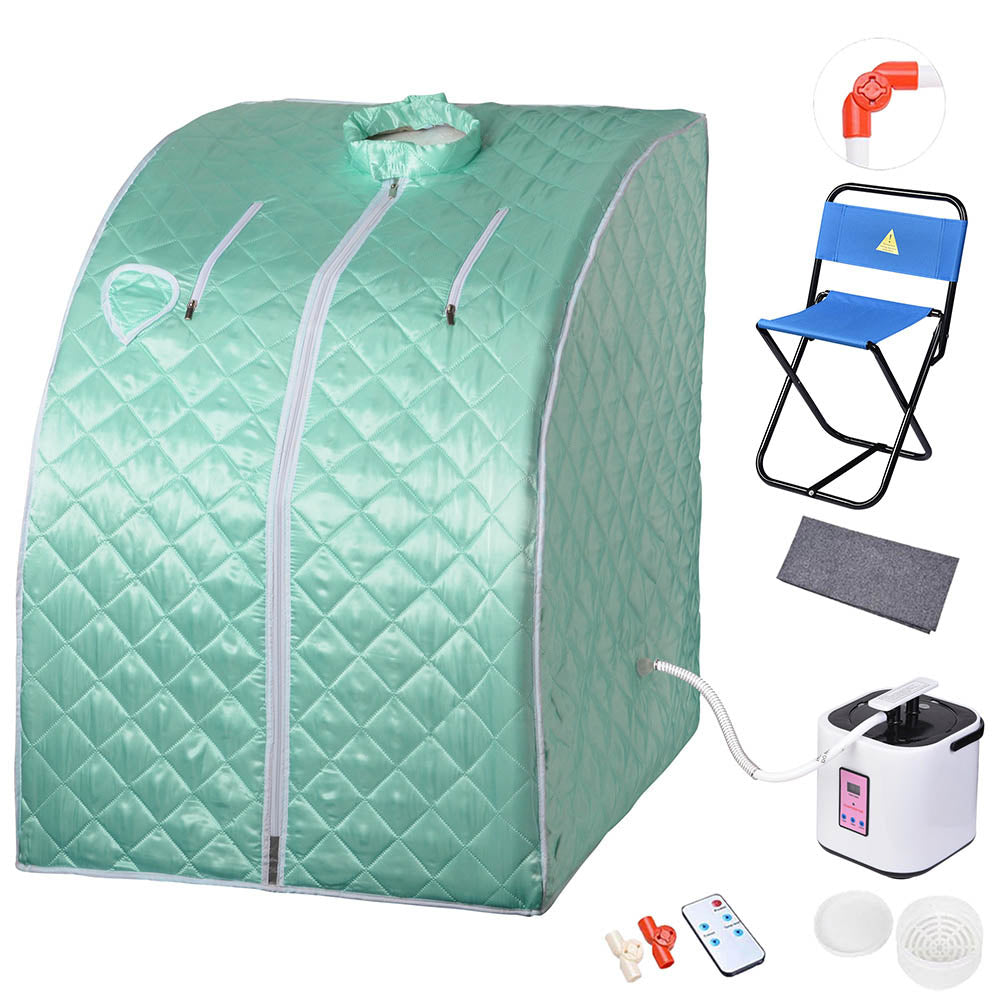 Yescom Portable Steam Sauna Tent Spa Detox w/ Chair & Remote, Green Ash Image