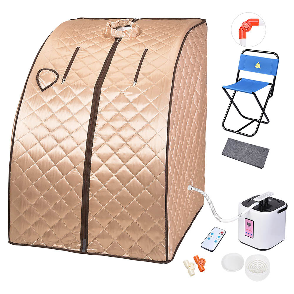 Yescom Portable Steam Sauna Tent Spa Detox w/ Chair & Remote, Champagne Image