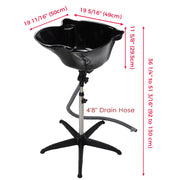 Yescom Deep Shampoo Bowl Salon Hair Basin Adjustable Black Image