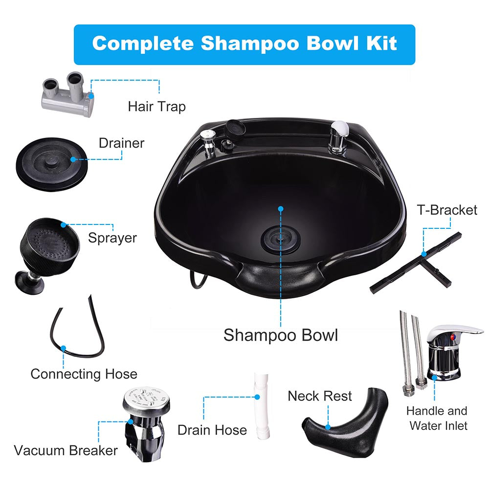 Yescom Vacuum Breaker Shampoo Bowl w/ Gel Neck Rest Image