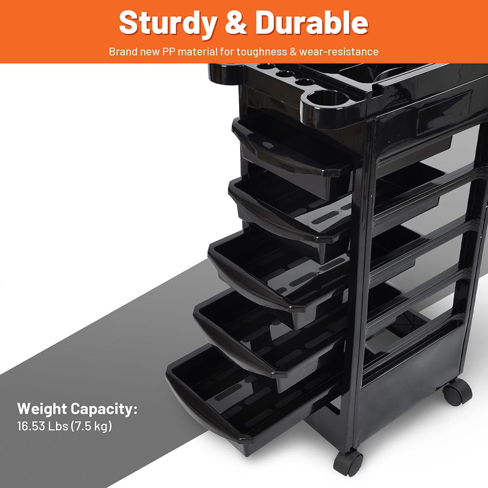 Yescom Salon Trolley Cart Storage Beauty Station w/ 5 Drawers Image