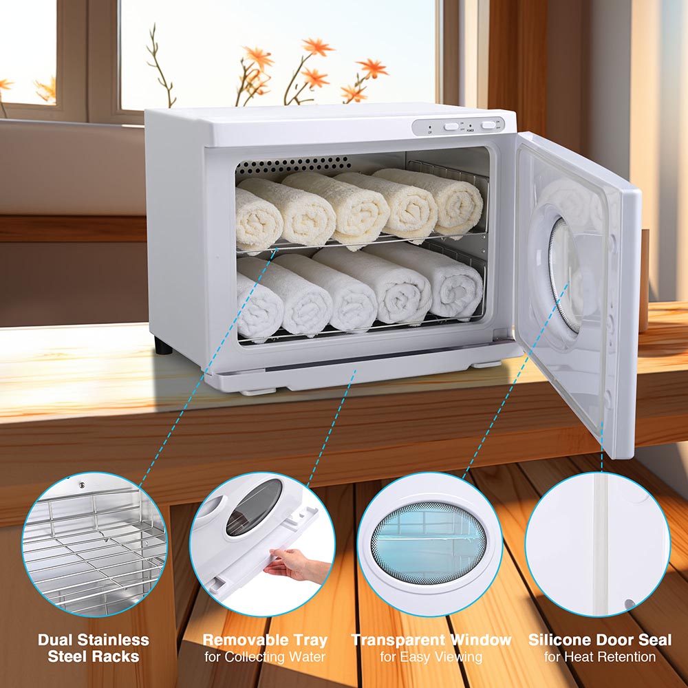 Yescom 23L Heated Towel Warmer UV Sterilizer Cabinet 2-Layer Image