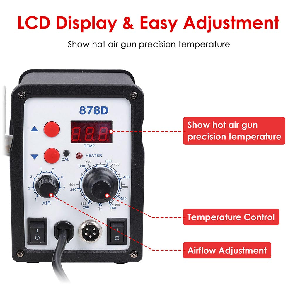 Yescom 878D Digital Soldering Station Unit Lead-Free Solder SMD Image