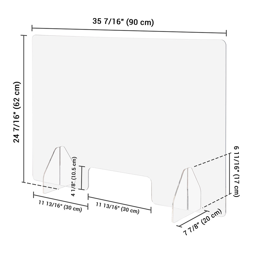 Yescom Sneeze Guards with Window Acrylic Desk Partitions 36x24" 3-Pack Image