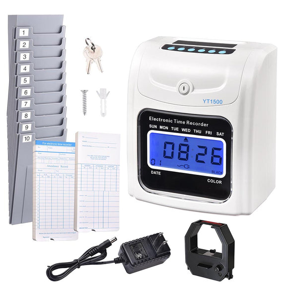 Yescom Punch Clock with Weekly Monthly Cards & Holder Image