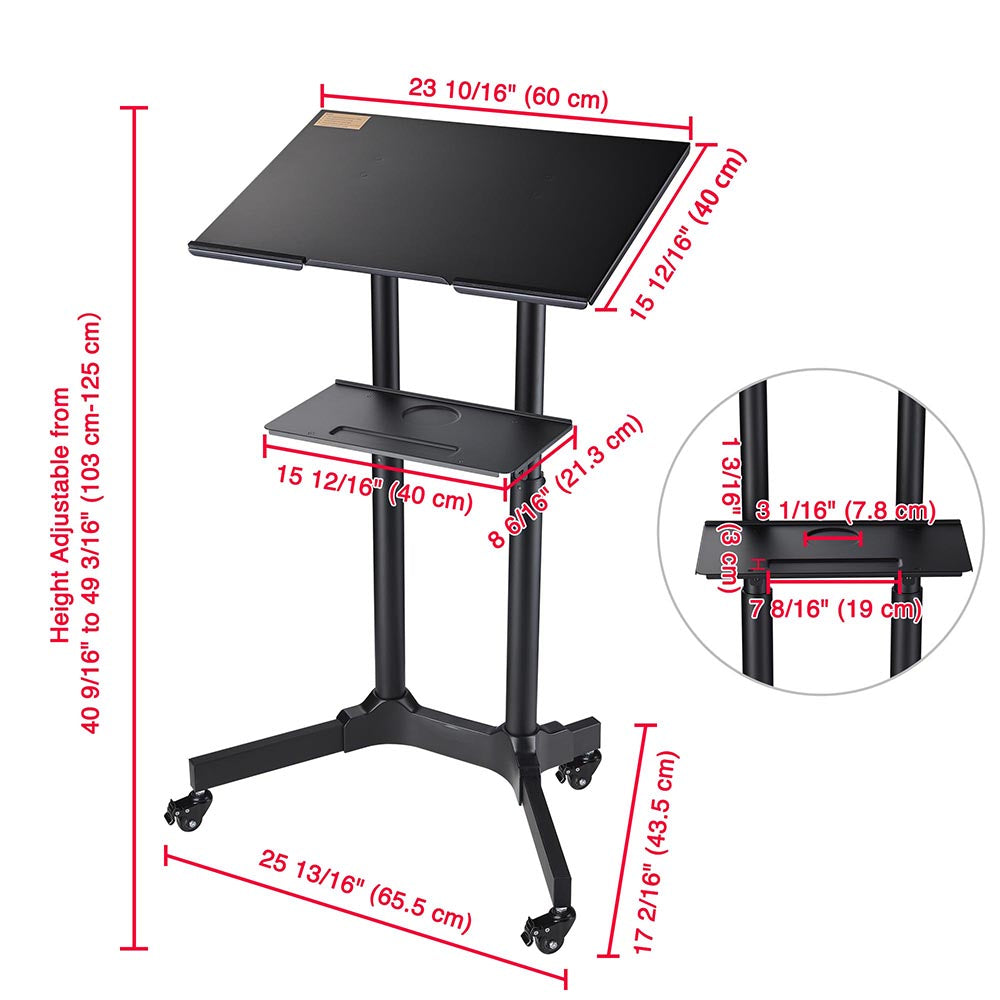 Yescom Height-Adjustable Mobile Laptop Cart on Wheels Image