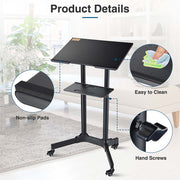 Yescom Height-Adjustable Mobile Laptop Cart on Wheels Image