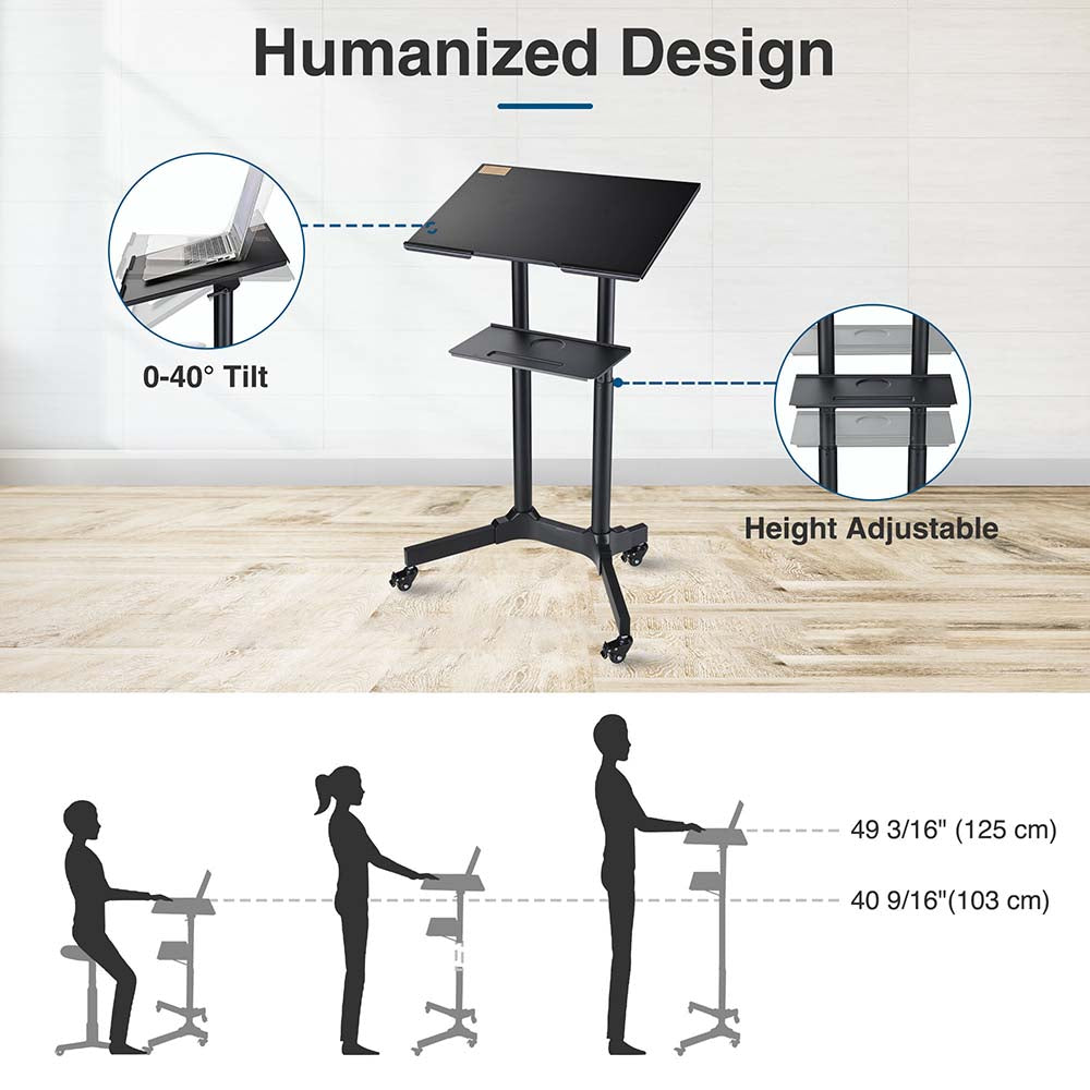 Yescom Height-Adjustable Mobile Laptop Cart on Wheels Image