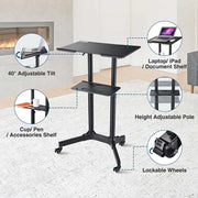 Yescom Height-Adjustable Mobile Laptop Cart on Wheels Image