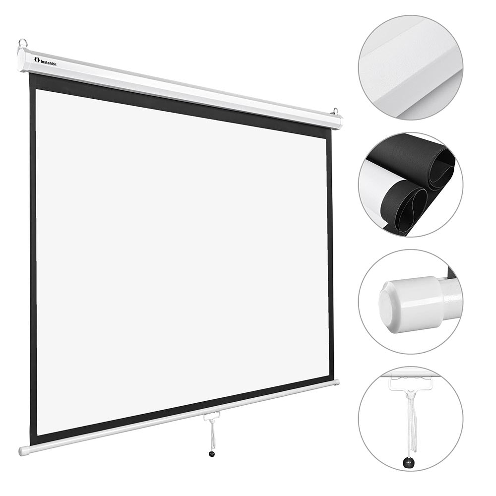 Yescom 4:3 Retractable Manual Projection Screen 72" Ceiling Wall Image