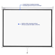 Yescom 4:3 Retractable Manual Projection Screen 72" Ceiling Wall Image