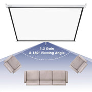 Yescom 4:3 Retractable Manual Projection Screen 72" Ceiling Wall Image