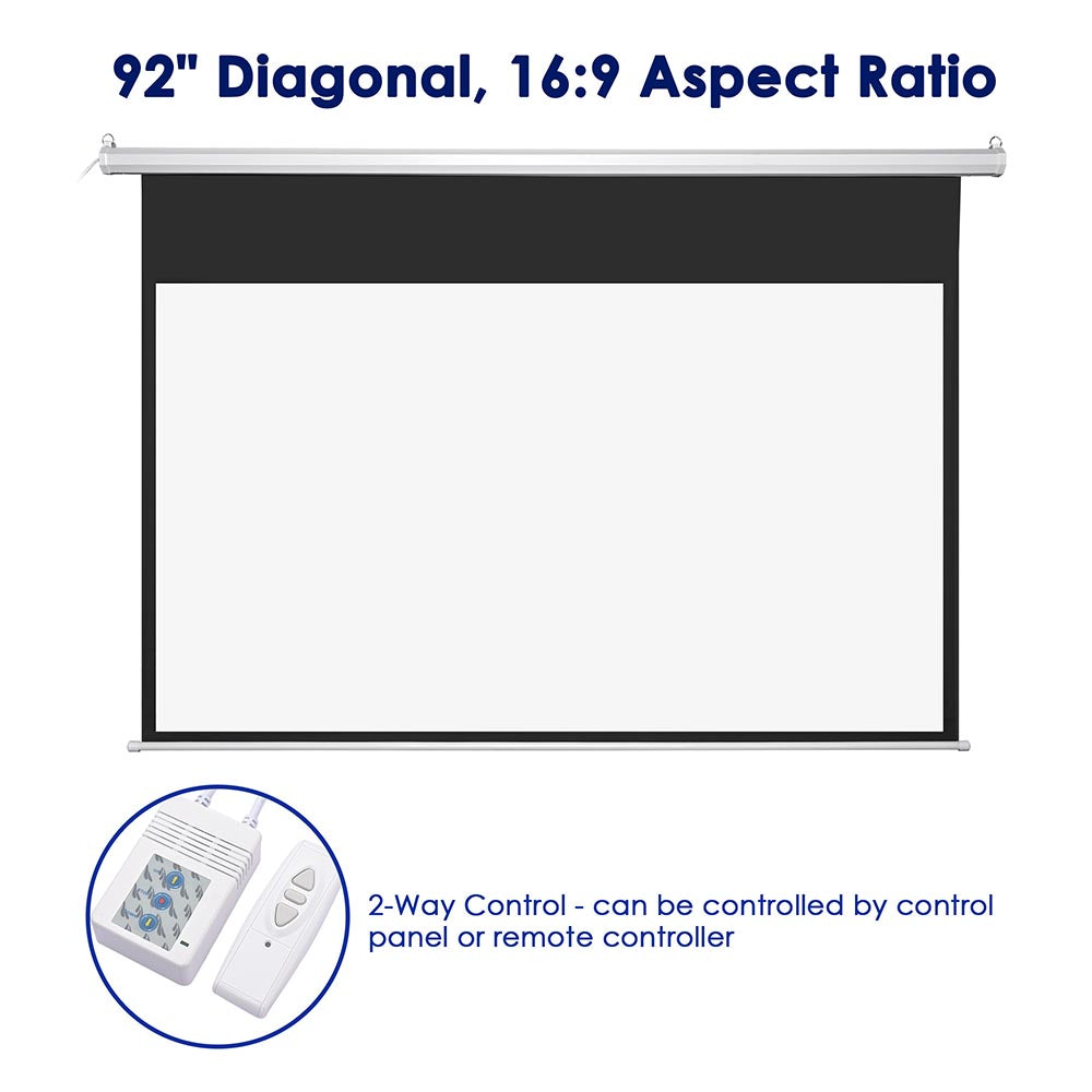 Yescom Retractable Electric Projection Screen 92" 16:9 Ceiling Mounted Image