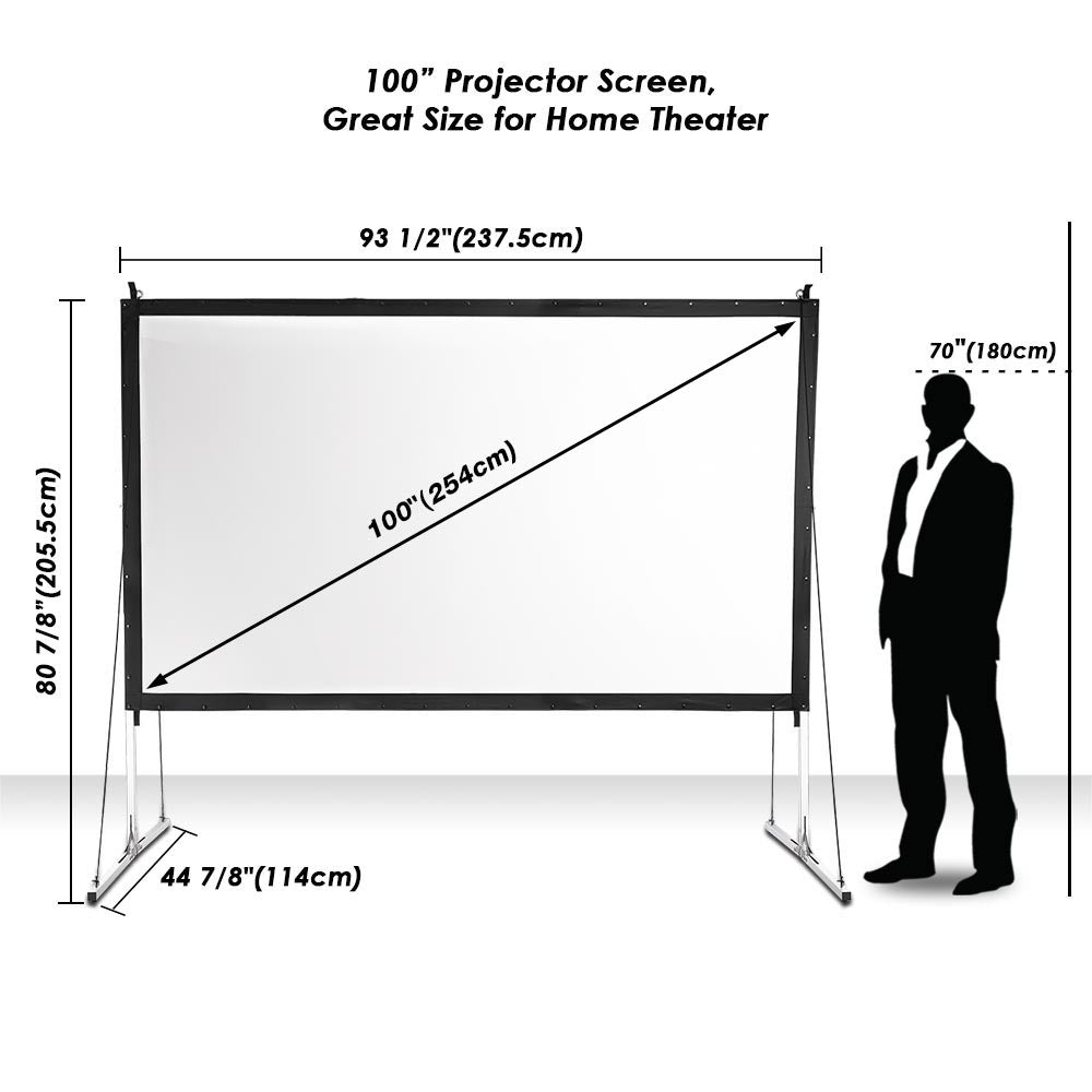 Yescom Outdoor Portable Projection Screen w/ Stand 16:9 100" Image