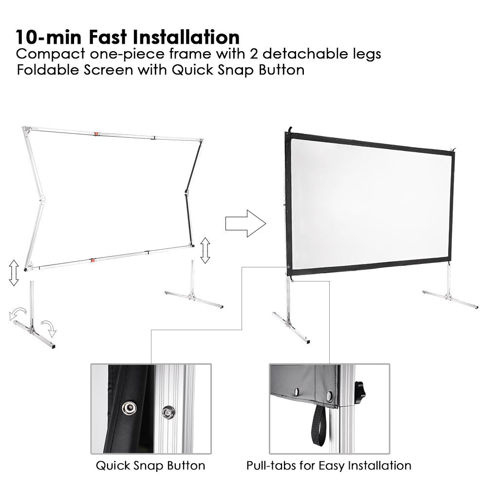 Yescom Outdoor Portable Projection Screen w/ Stand 16:9 100" Image