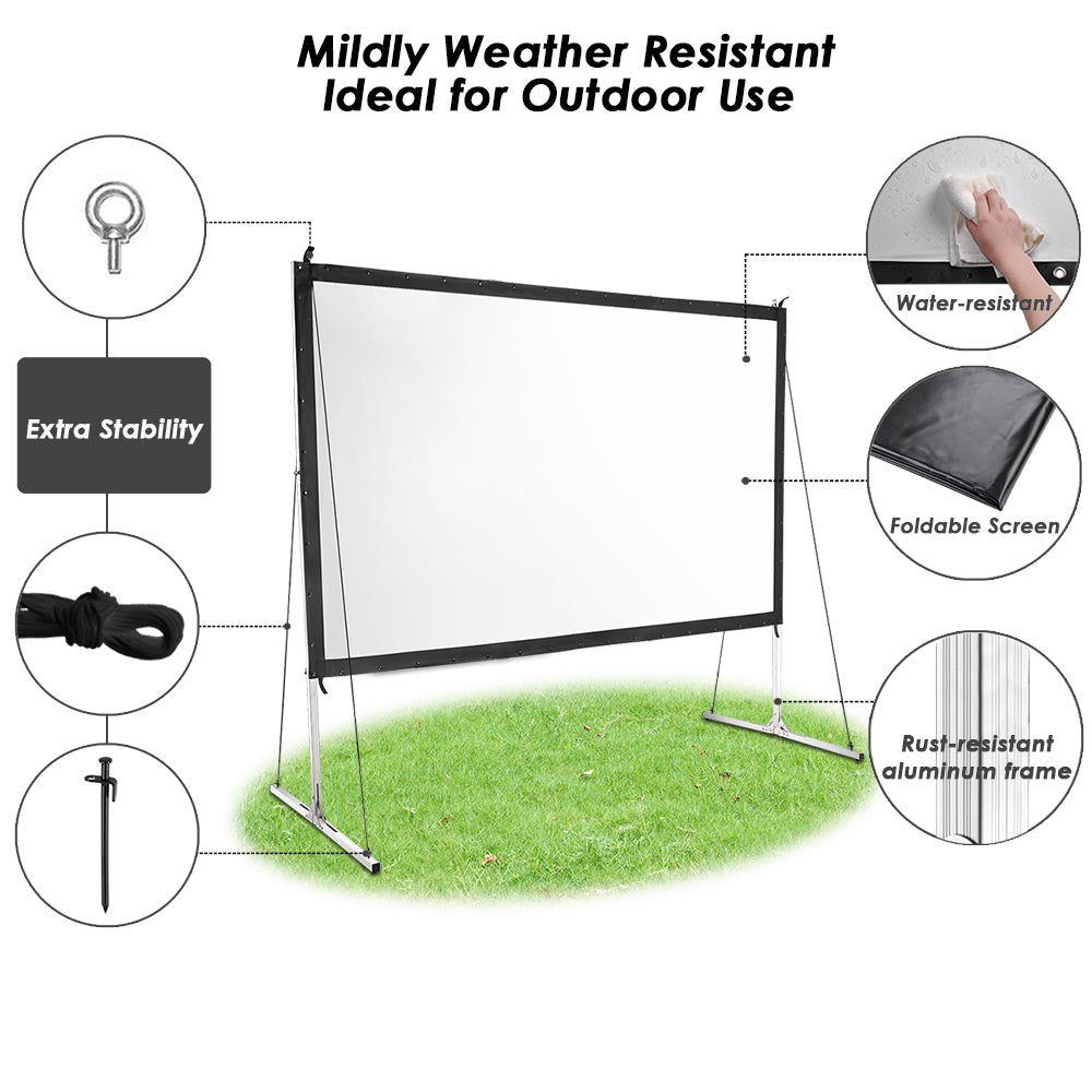 Yescom Outdoor Portable Projection Screen w/ Stand 16:9 100" Image