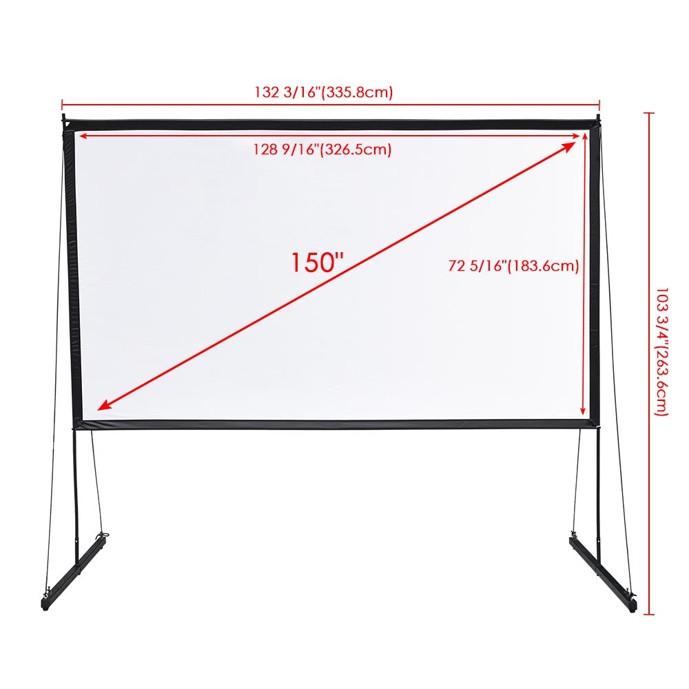 Yescom Outdoor Portable Projection Screen PVC w/ Metal Stand 150in 16:9 Image