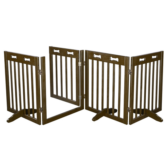 Yescom 4-Panel Folding Wood Pet Gate Crate Baby Barrier 80x24in Image