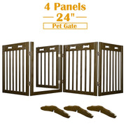 Yescom 4-Panel Folding Wood Pet Gate Crate Baby Barrier 80x24in Image