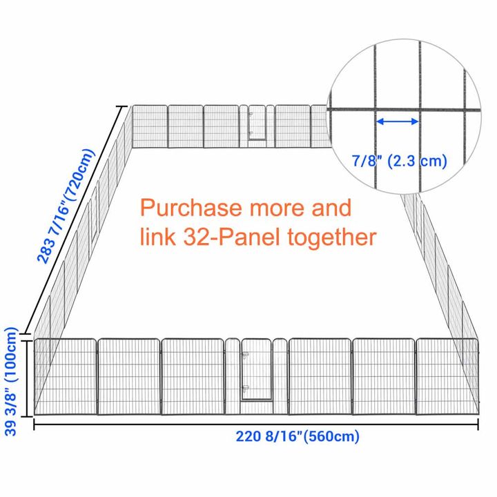 Yescom Heavy Duty Dog Playpen 40" Tall 32-Panel Puppy Pen Metal Image