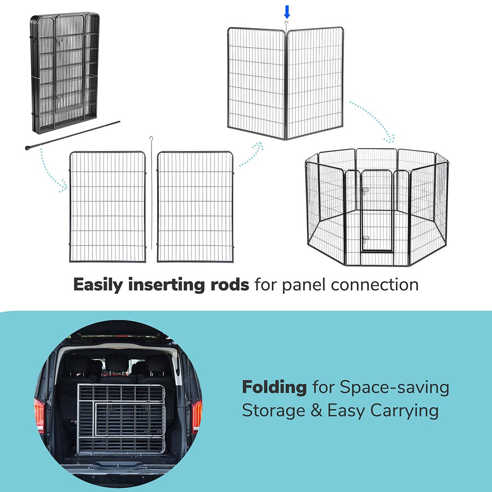 Yescom Heavy Duty Dog Playpen 47" Tall 8-Panel Puppy Pen Metal Image