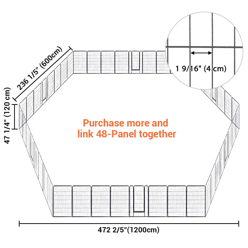 Yescom Heavy Duty Dog Playpen 47" Tall 48-Panel Puppy Pen Metal Image