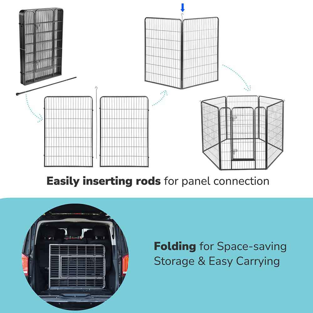 Yescom Heavy Duty Dog Playpen 47" Tall 36-Panel Puppy Pen Metal Image