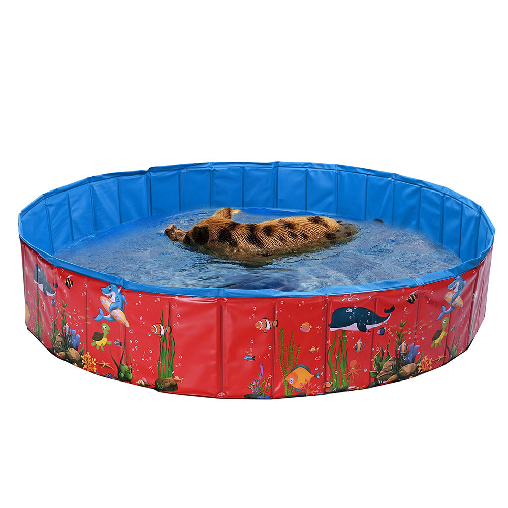 Yescom Foldable Pool for Kids Dog Pet Bath Small to Large, D63x12 in. Nemo Red Image