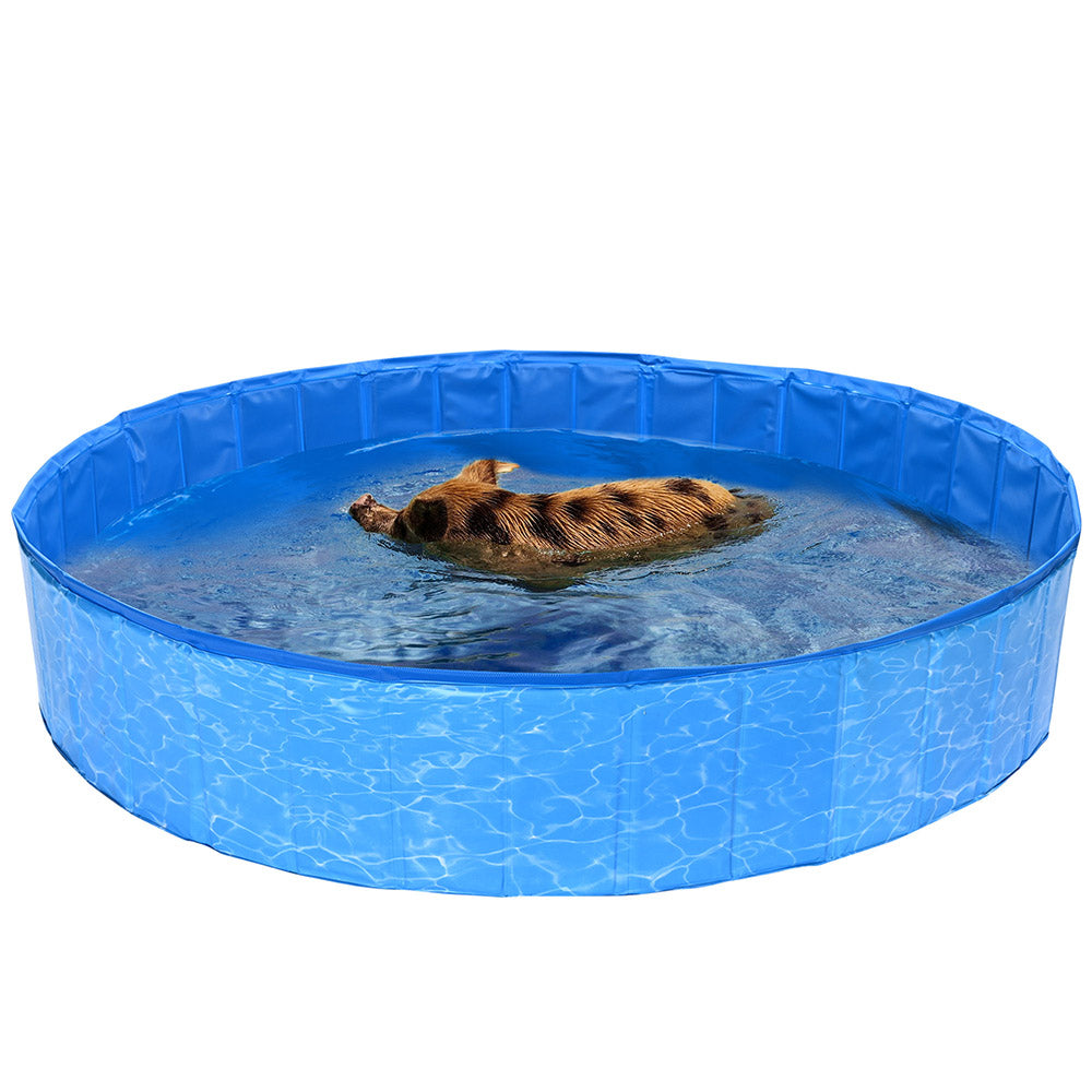 Yescom Foldable Pool for Kids Dog Pet Bath Small to Large, D63x12 in. Blue Image