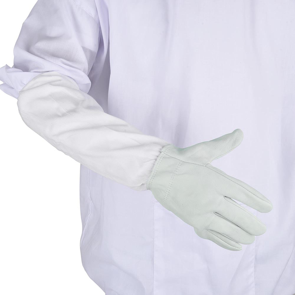 Yescom 1 Pair XL Beekeeper Protective Gloves Goatskin w/ Long Sleeves Image