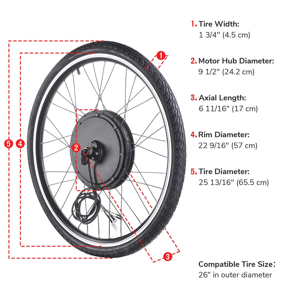 Yescom Brushless Electric Bicycle Engine, 48v 1000w Front Wheel Hub Motor Kit Image