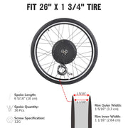 Yescom Brushless Electric Bicycle Engine, 48v 1000w Front Wheel Hub Motor Kit Image