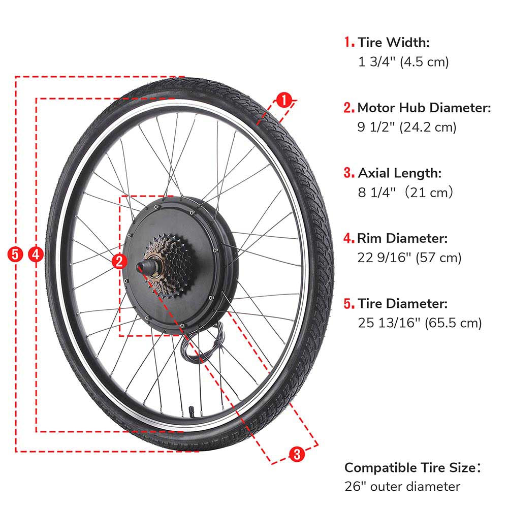 Yescom Brushless Electric Bicycle Engine, 48v 1000w Rear Wheel Hub Motor Kit Image