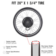 Yescom Brushless Electric Bicycle Engine, 48v 1000w Rear Wheel Hub Motor Kit Image