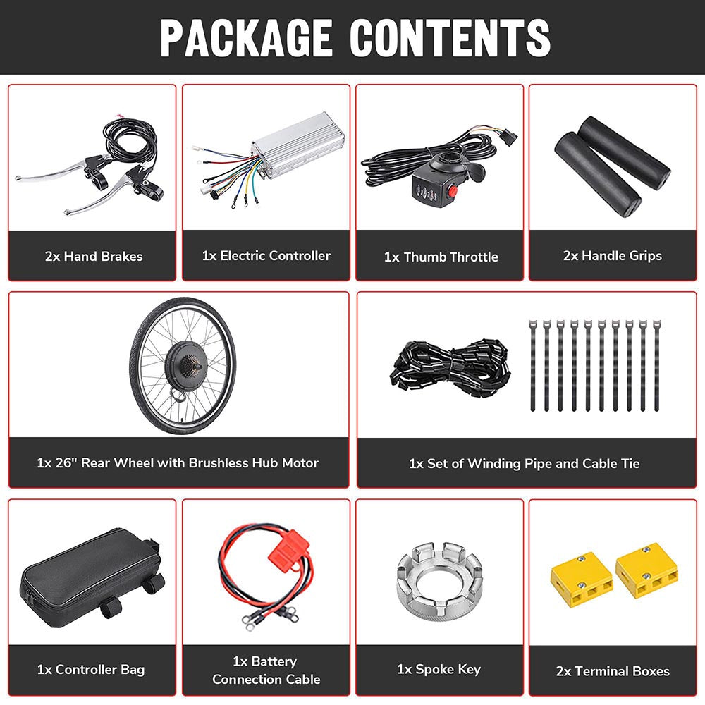 Yescom Brushless Electric Bicycle Engine, 48v 1000w Rear Wheel Hub Motor Kit Image