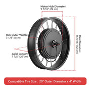 Yescom 20" Front Wheel Electric Bicycle Motor Fat Tire Kit 48v 1000w Image