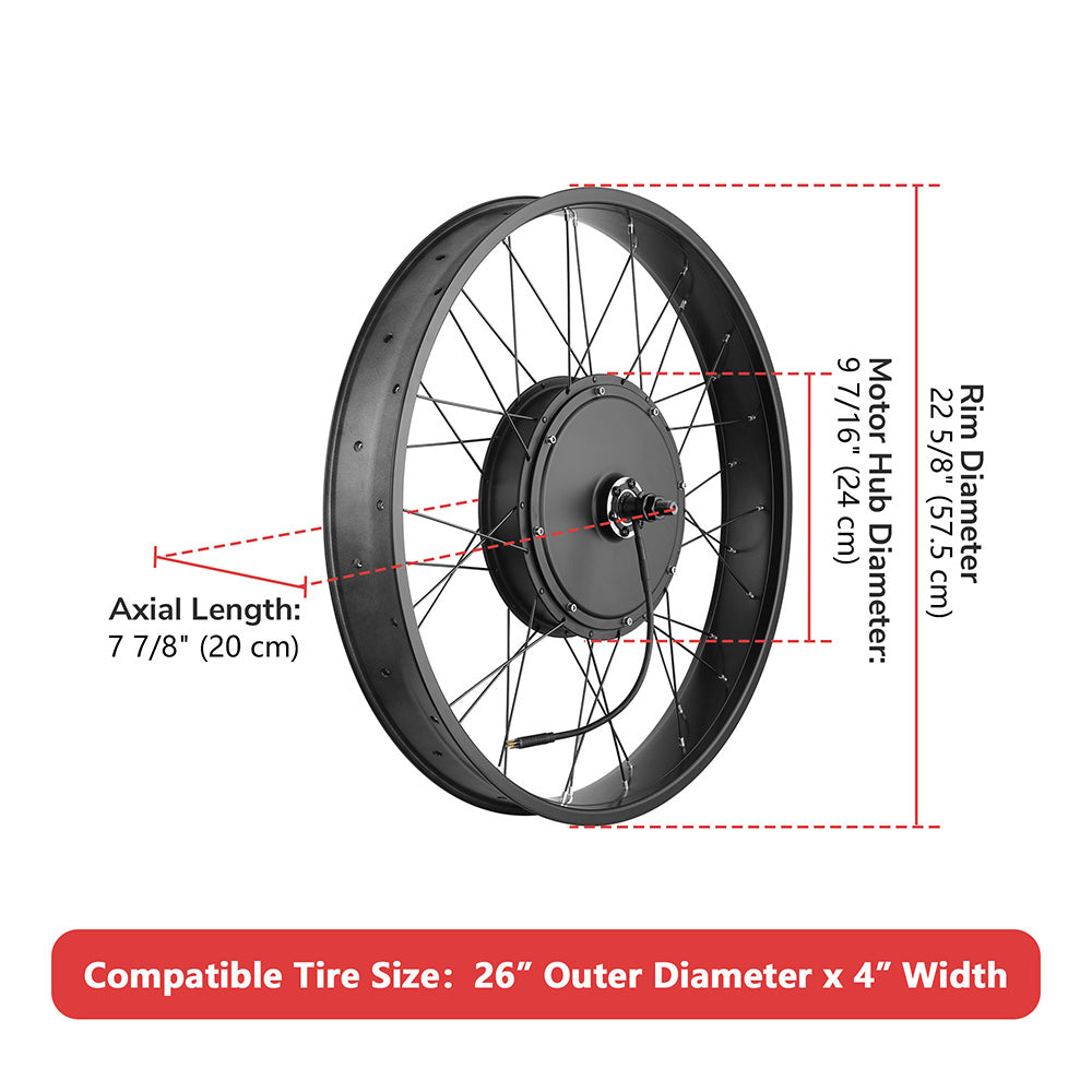 Yescom 26" Electric Bicycle Motor Front Wheel Fat Tire Kit 48v 1000w Image