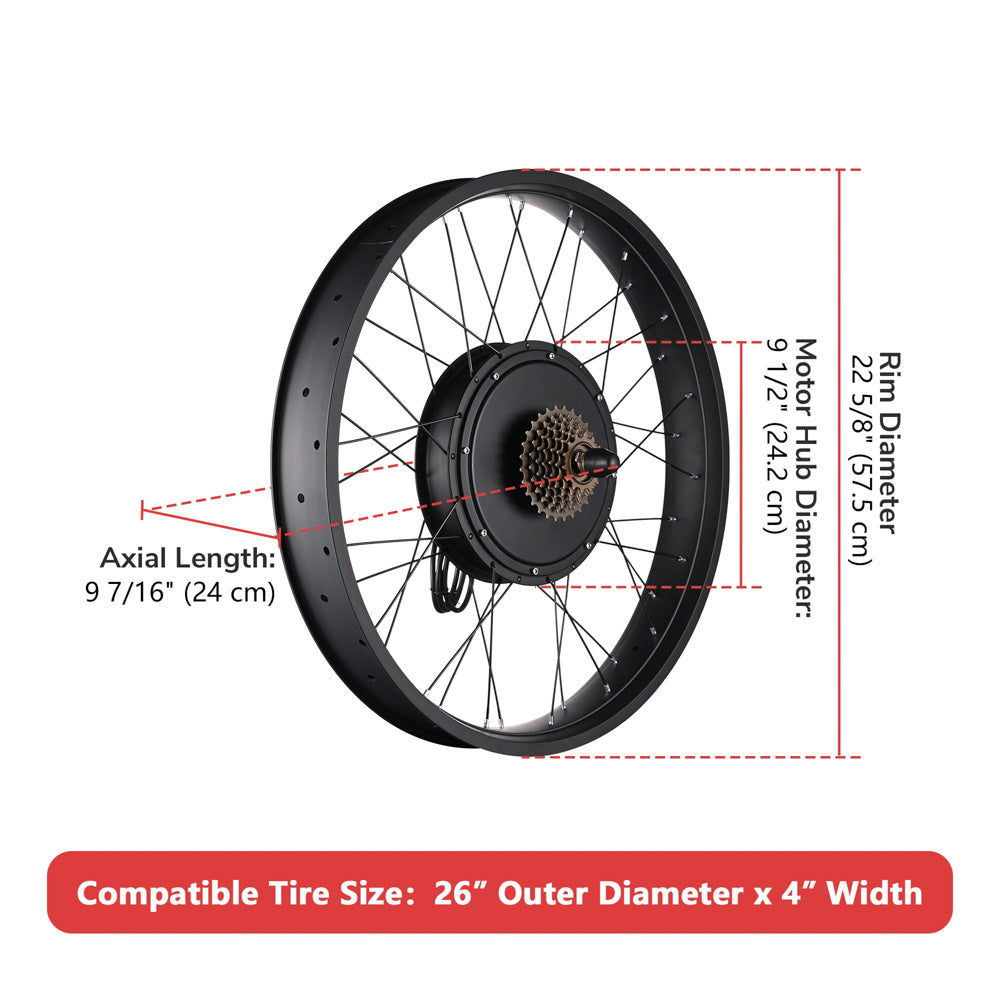 Yescom 26" Electric Bicycle Motor Rear Wheel Fat Tire Kit 48v 1000w Image