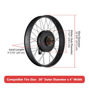 Yescom 26" Electric Bicycle Motor Rear Wheel Fat Tire Kit 48v 1000w Image