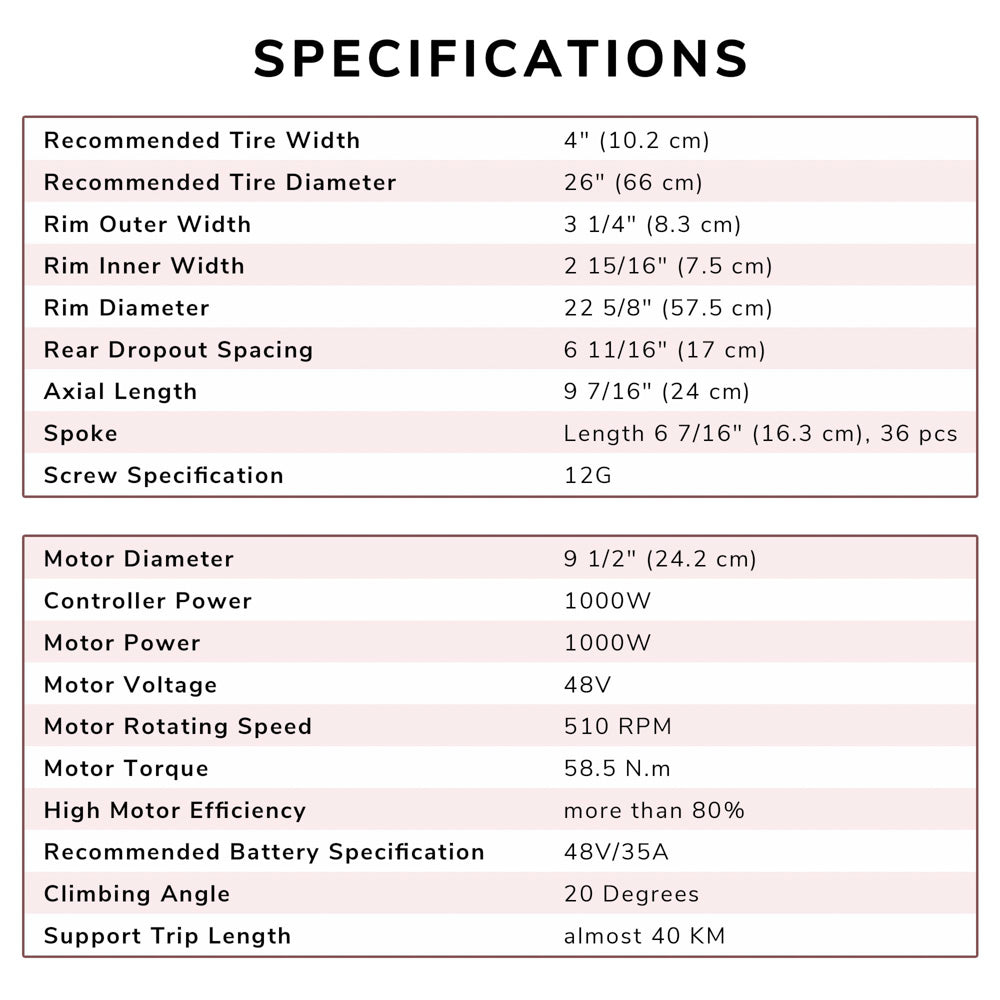 Yescom 26" Electric Bicycle Motor Rear Wheel Fat Tire Kit 48v 1000w Image