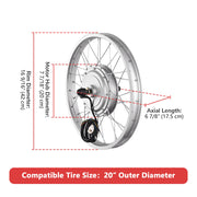 Yescom 20" Electric Bicycle Motor Front Wheel Kit 36v 750w Image