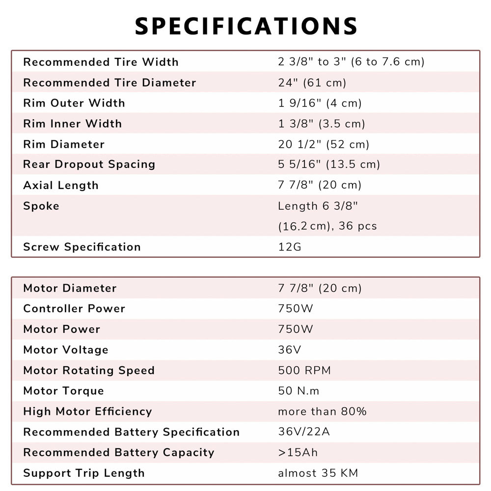 Yescom 24" Rear Wheel Electric Bicycle Motor Kit 36v 750w Image