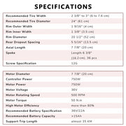 Yescom 24" Rear Wheel Electric Bicycle Motor Kit 36v 750w Image